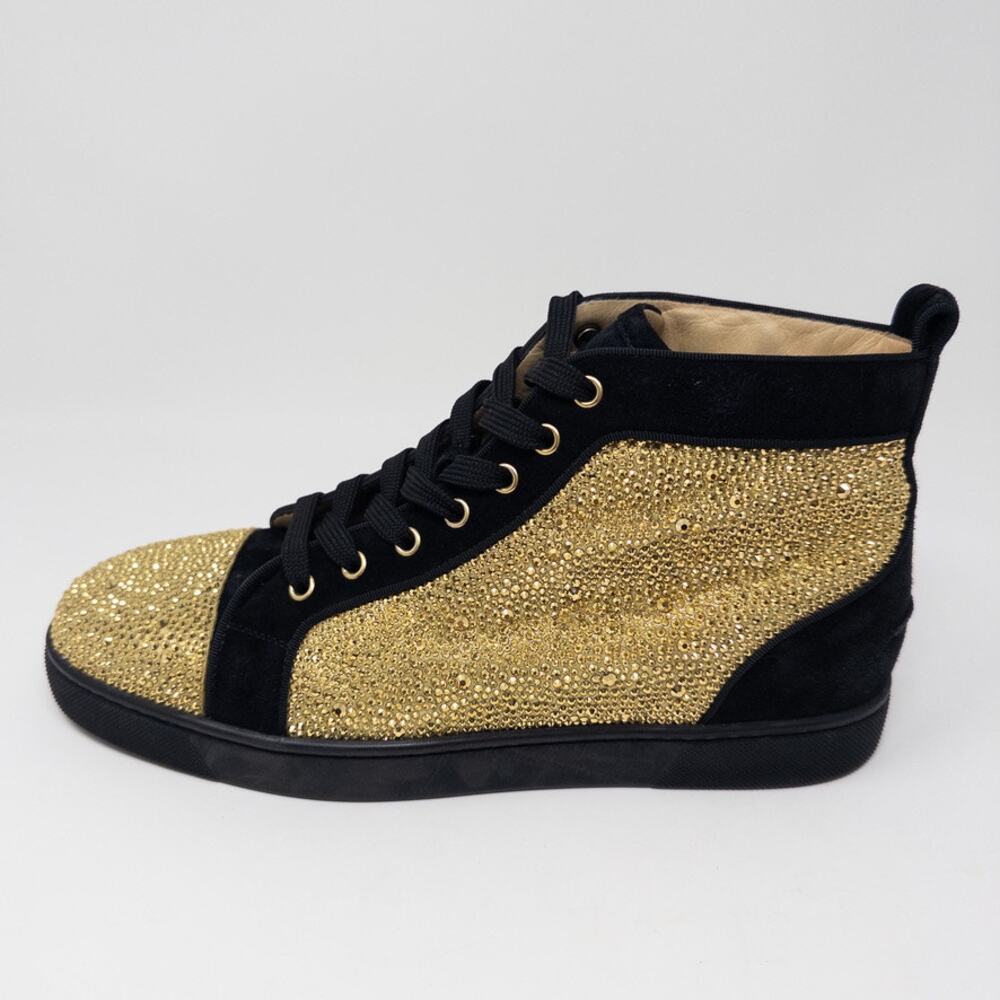 Christian Louboutin Louis Strass Gold & Black Crystal Sneakers Men’s EU 43 US 10